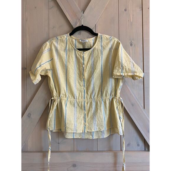 Madewell shirt blouse lot s xs yellow coral blouse Atlantic stripe Swiss dot - Picture 6 of 16